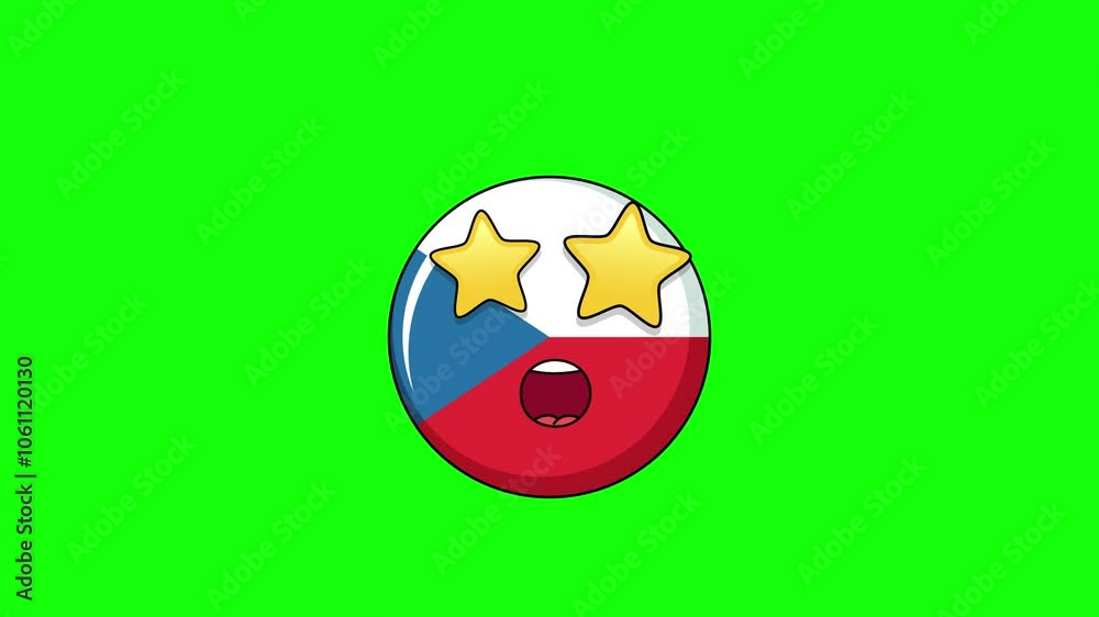 Czech Republic character of Grinning face with star eyes, expression of amazing, impressive Czech Republic character of Grinning face with star eyes, expression of amazing, impressive