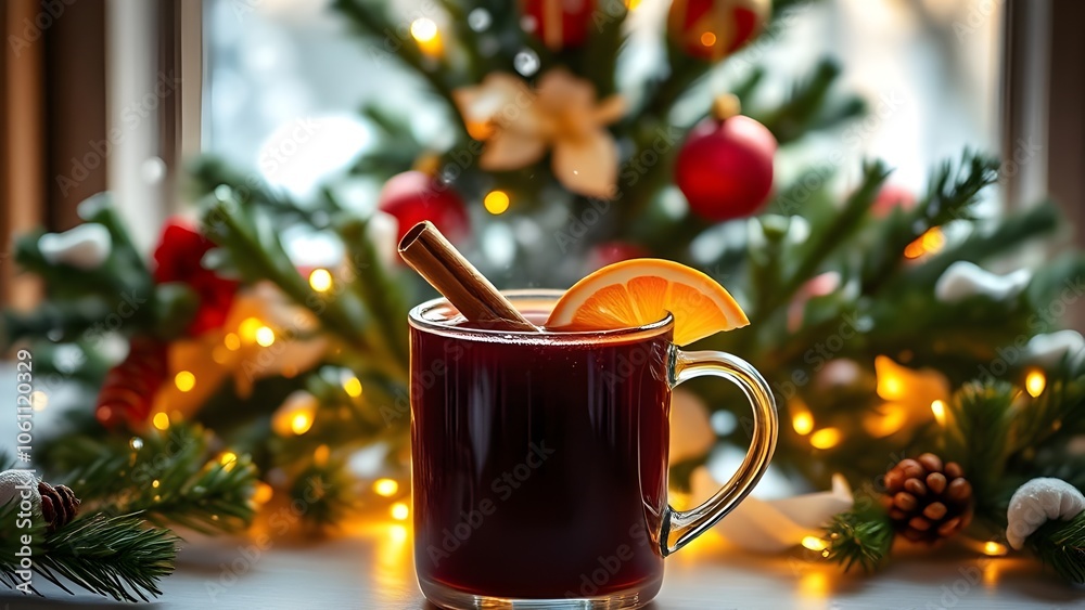 Festive Mulled Wine with Spices and Citrus Garnish for Holiday Cheer Festive Mulled Wine with Spices and Citrus Garnish for Holiday Cheer