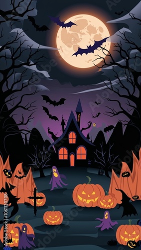 halloween background with house