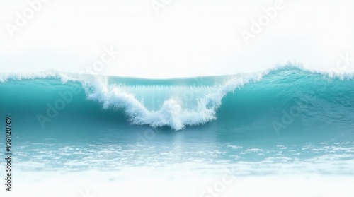 Turquoise Ocean Waves with Foam Cresting Isolated on White Background Nature's Power