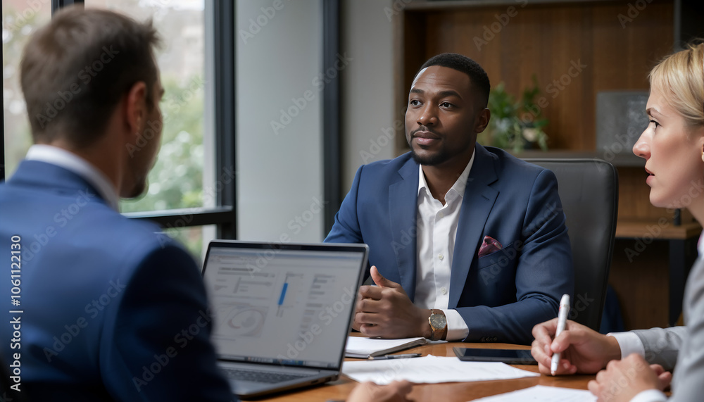 African American businessman in a corporate meeting African American businessman in a corporate meeting