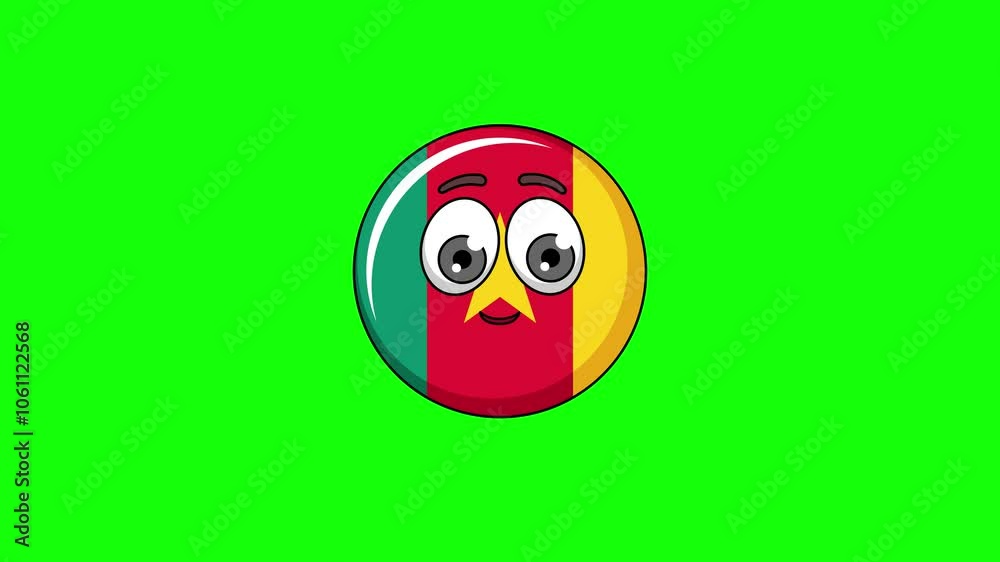 cameroon cartoon character with a saluting face, emoji emoticon animation cameroon cartoon character with a saluting face, emoji emoticon animation