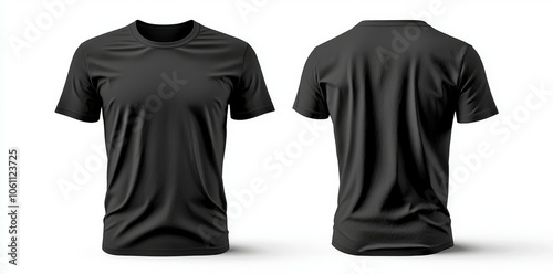 With both a front view and a back view, this mockup of a basic wrinkled t-shirt is highly versatile for apparel design or branding. photo