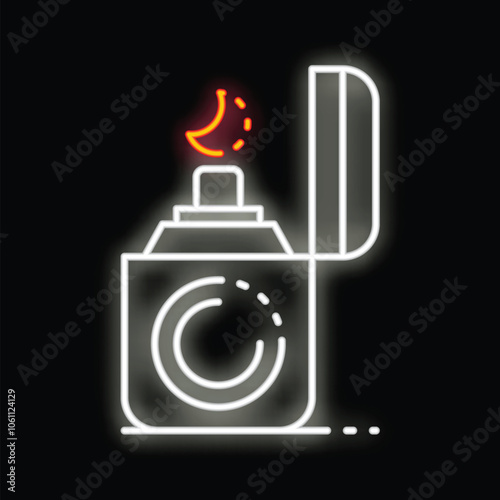Glowing neon icon of night face cream with moon, cosmetics for evening skincare routine