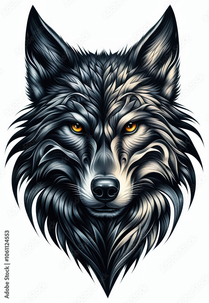 Naklejka premium TRIBAL TATOO トライバル タトゥ 狼 wolf