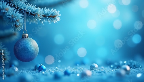 blue christmas background with balls