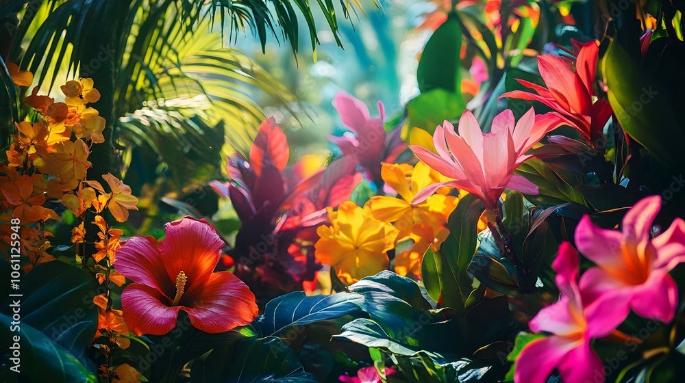 色とりどりの熱帯の植物