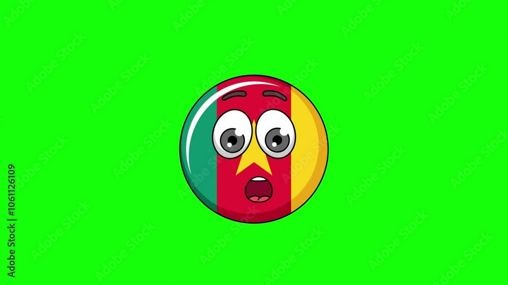Amazed face emoticon of cameroon character animation Amazed face emoticon of cameroon character animation