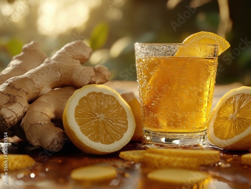 Homemade Ginger Lemon Tea for Immune Support and Health Benefits A Refreshing and Natural Remedy for Cold and Flu Season photo