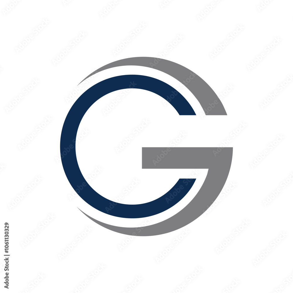 A simple flat initial logo of letter CG or GC in round shape in blue and grey color on a white background A simple flat initial logo of letter CG or GC in round shape in blue and grey color on a white background