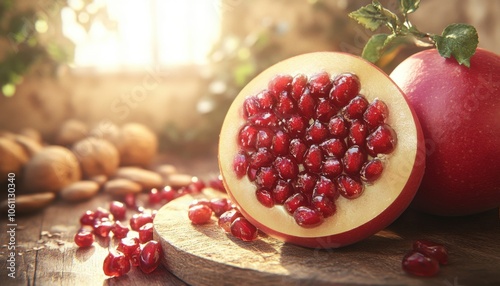 Pomegranate and Almonds A Delicious Blend of Immune-Boosting Power and Healthy Nutrition, A Visual Guide to Nourishing Your Body with Nature's Bounty photo