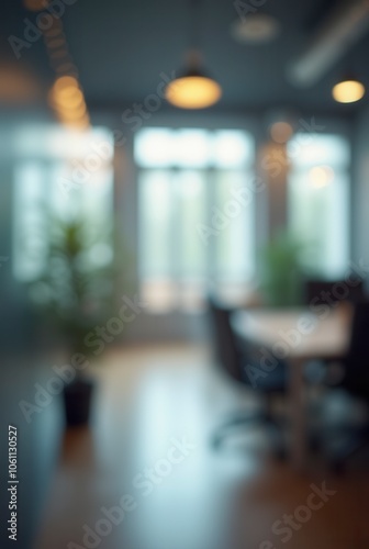 Abstract Blurred Office Interior with Defocused Effect Ideal for Business Background Concept