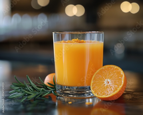 Refreshing Glass of Orange Juice with Zest A Delicious Source of Vitamin C for Immune Support, Boost Your Health with This Nutrient-Rich Beverage photo