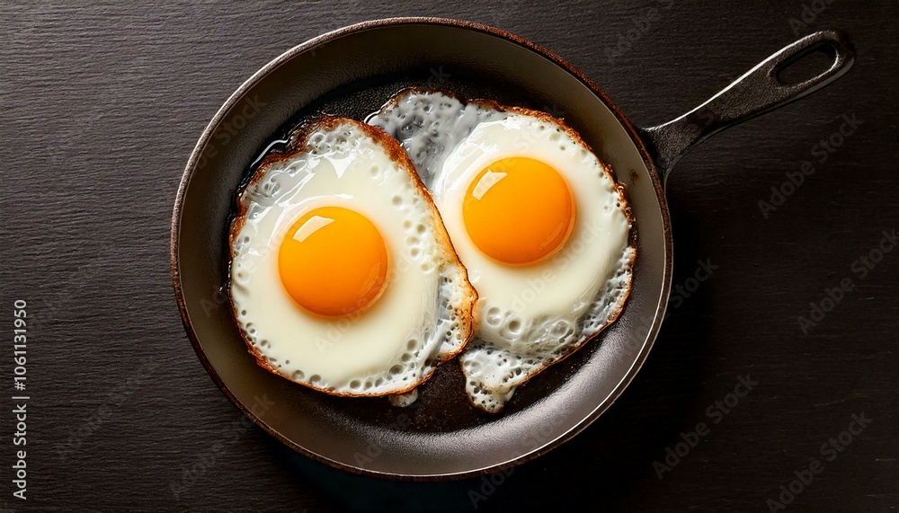 two fried eggs in a frying pan