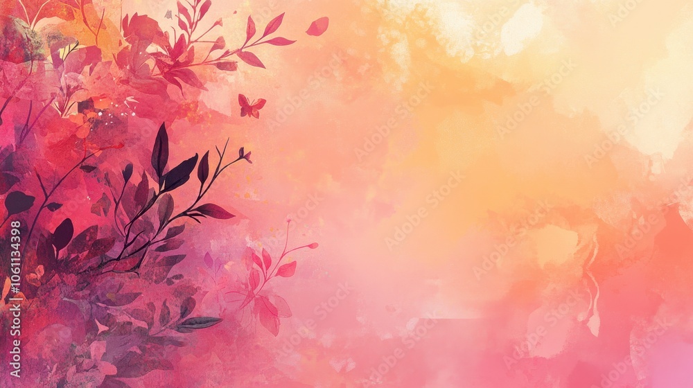 Vibrant Floral Landscape with Butterflies Vibrant Floral Landscape with Butterflies