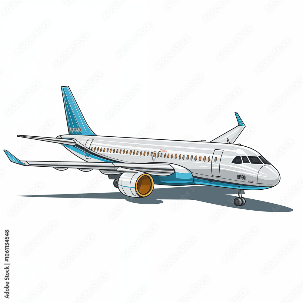 A cartoon airplane flying between clouds on a sunny day above a vibrant landscape A cartoon airplane flying between clouds on a sunny day above a vibrant landscape