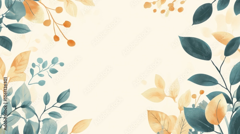 Soft and Serene Floral Background with Lush Greenery and Warm Tones