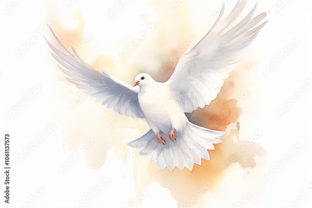 Obraz premium A white dove in flight, symbolizing peace.