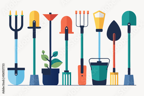  Garden tools set illustration isolated background white each are separate