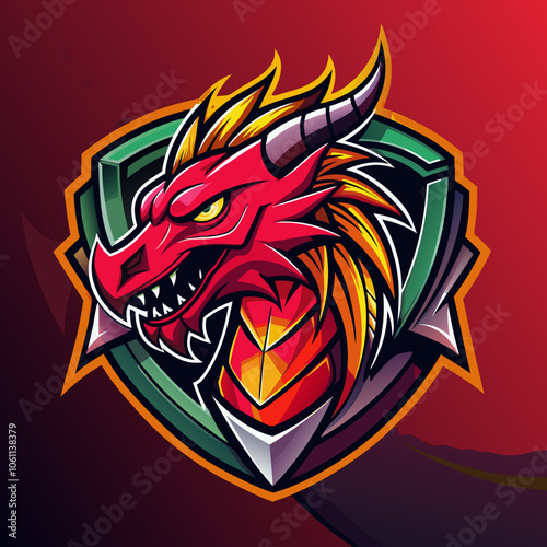 A vibrant dragon logo designed with modern aesthetics for esports teams, showcasing creativity and fierce competition