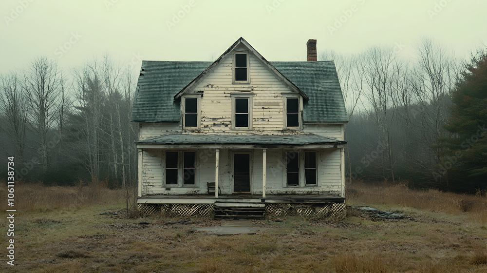 Fototapeta premium Abandoned House in the Woods, home, dwelling, building, architecture, structure