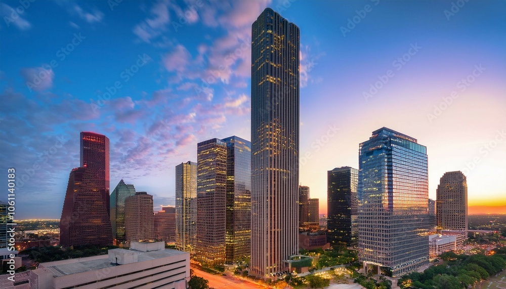 Obraz premium city skyline at sunset