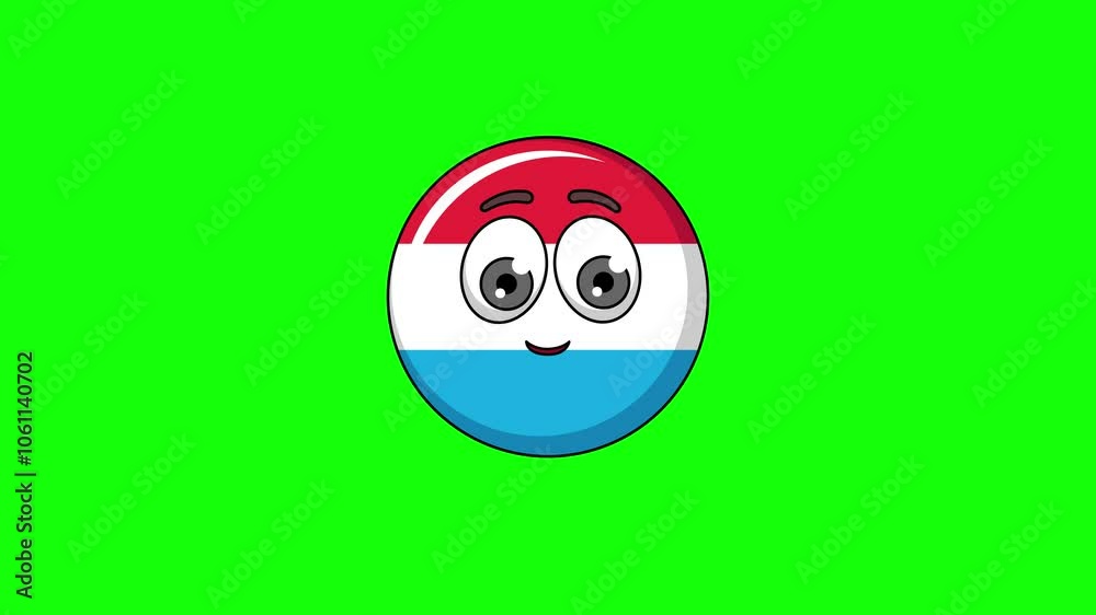luxembourg cartoon character with a saluting face, emoji emoticon animation