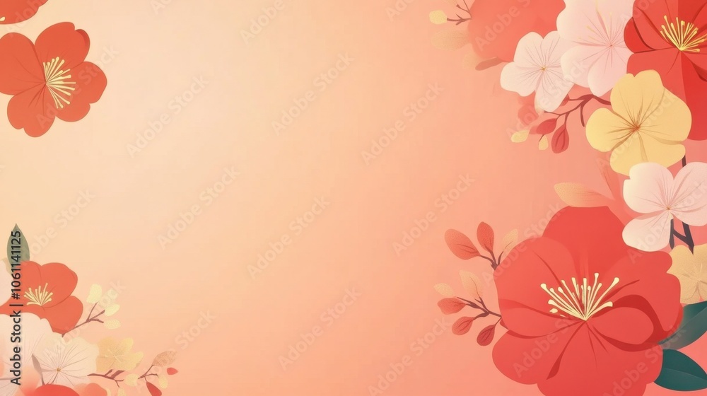Obraz premium Vibrant Floral Pattern on Peach Background