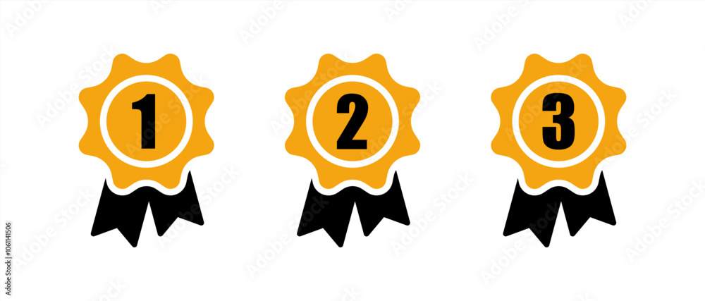 ribbon 1st 2nd 3rd place awards, flat vector set, 10 eps. ribbon 1st 2nd 3rd place awards, flat vector set, 10 eps.
