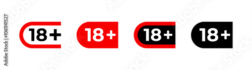 18 plus vector icons set. Under 18 not sign. Age registration signs isolated on white background. Vector 10 eps.