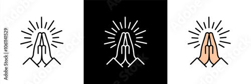 Praying hands icon on white illustration vector 10 eps.