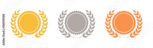 Set of gold silver and bronze medals flat icons, vector 10 eps.