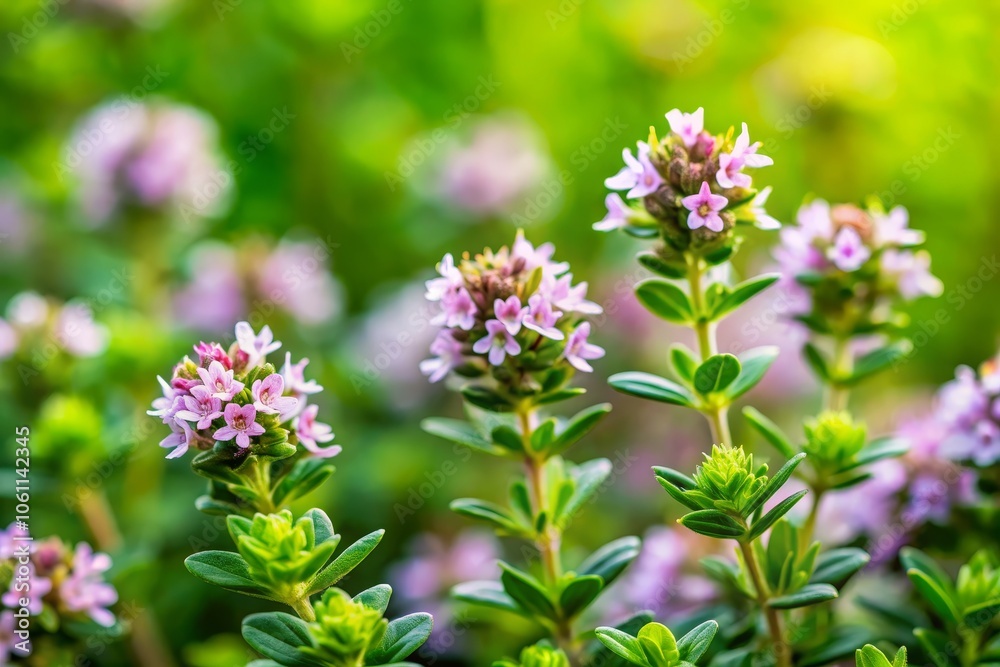 Delicate Lilac Thyme Flowers in Macro Focus Delicate Lilac Thyme Flowers in Macro Focus