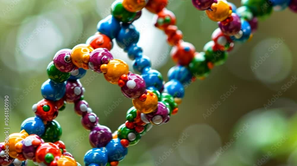 A vibrant and colorful DNA double helix model stands out with bright beads, showcasing the structure of genetic material. The background is softly blurred, emphasizing the model A vibrant and colorful DNA double helix model stands out with bright beads, showcasing the structure of genetic material. The background is softly blurred, emphasizing the model