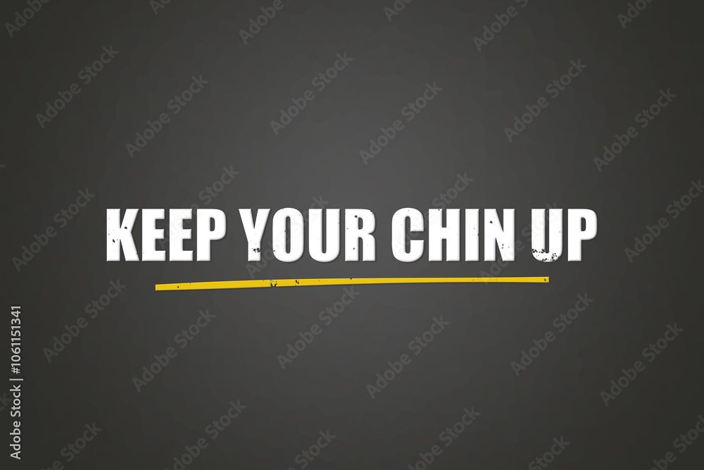 keep your chin up. A blackboard with white text. Illustration with grunge text style. keep your chin up. A blackboard with white text. Illustration with grunge text style.
