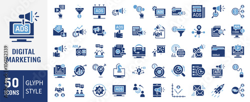Marketing Icon Collection Set. Containing Customer, Community, Video Marketing, Strategy. Simple flat vector illustration.