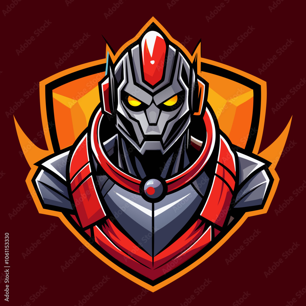 Dynamic robot esports logo featuring a fierce metallic character with striking colors and an aggressive design, perfect for gaming teams Dynamic robot esports logo featuring a fierce metallic character with striking colors and an aggressive design, perfect for gaming teams
