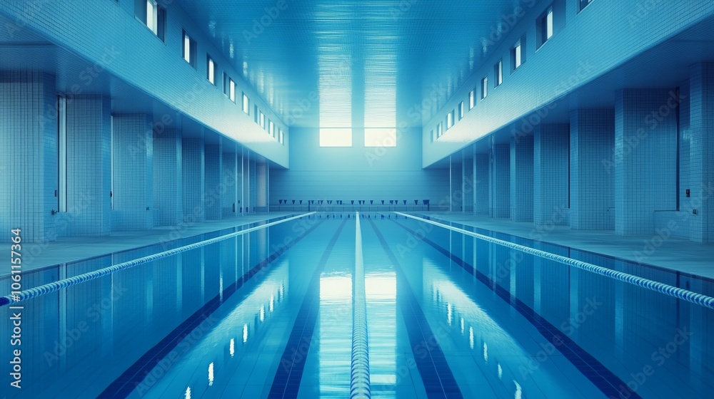 Fototapeta premium Aquatic Silence: Aerial Serenity Over the Pool