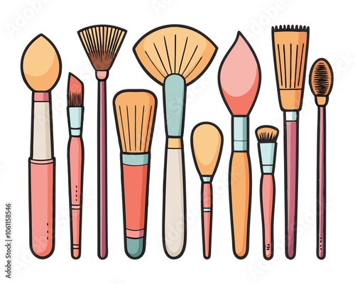 Foundation Brushes Makeup Accessories vector