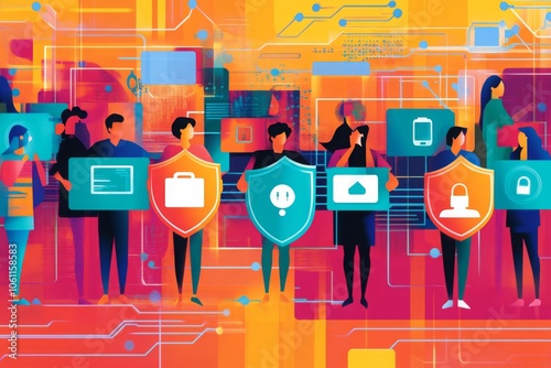 Cybersecurity and Data Protection Concept Illustration