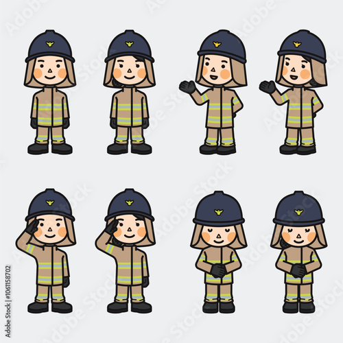 firefighter with turnout gear character illustration