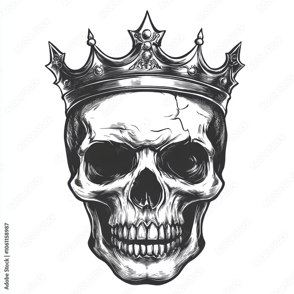 skull wearing a crown. The decoration element for Halloween.