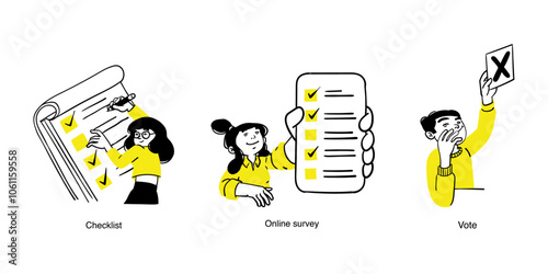 Survey related vector business illustrations.