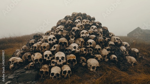 A large pile of skulls.