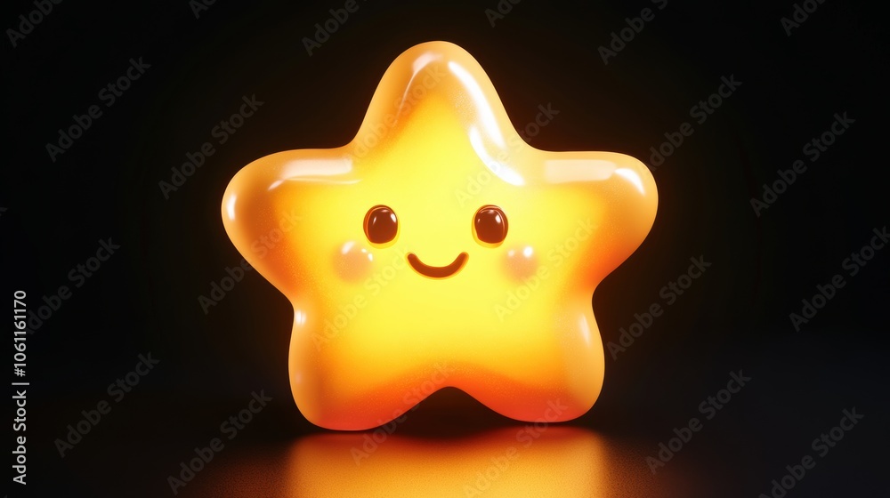 Cute cartoon star character. Decoration element for holiday greeting card poster design Cute cartoon star character. Decoration element for holiday greeting card poster design