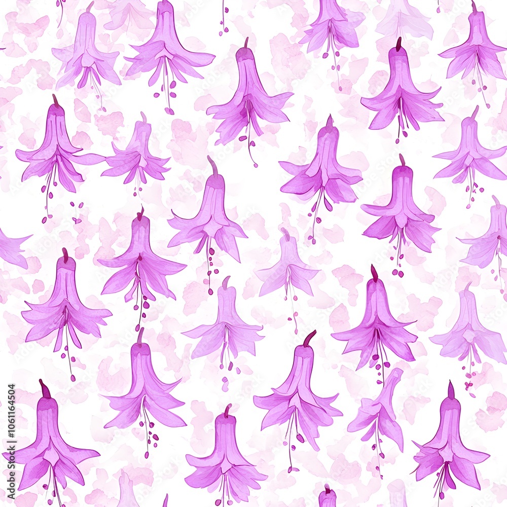 Soft Pink and Purple Watercolor Fuchsias Pattern Soft Pink and Purple Watercolor Fuchsias Pattern