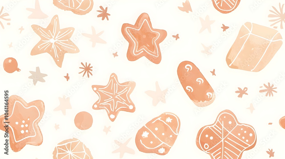 Simple Watercolor Gingerbread Cookie Patterns Simple Watercolor Gingerbread Cookie Patterns