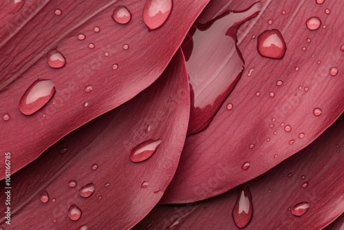 A close up of a red leaf with water droplets on it