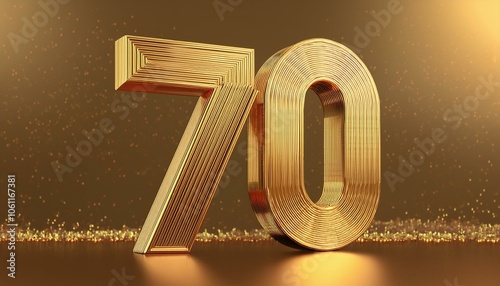 Happy 70 year birthday gold greeting background