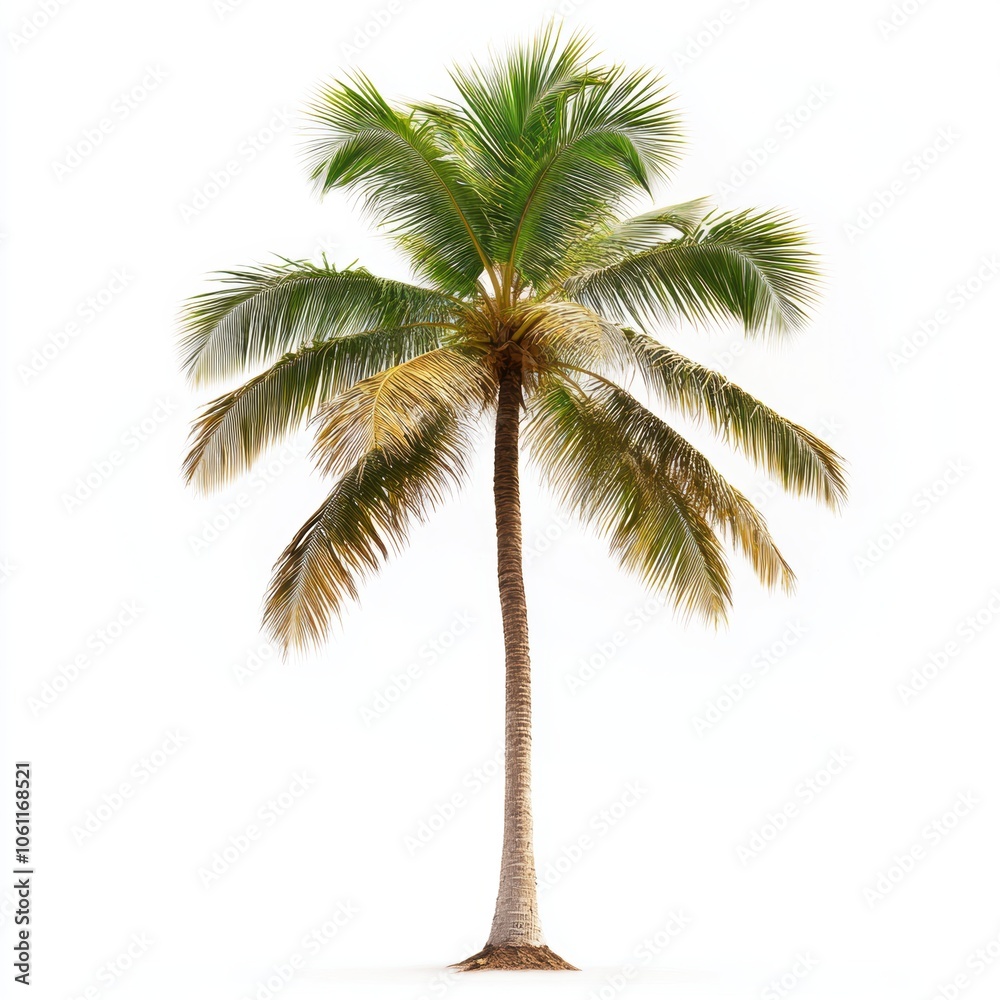 Fototapeta premium Vector illustration of coconut tree with leaf closeup view